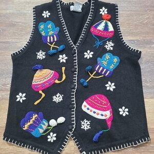 B.P. Design Vintage Christmas Vest Womens Size Med